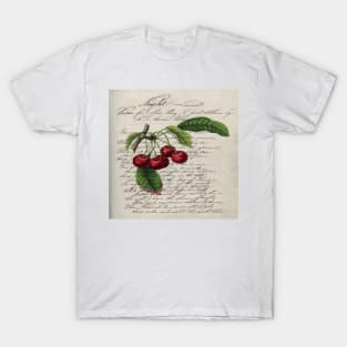 dark academia french country botanical  vintage red cherry T-Shirt